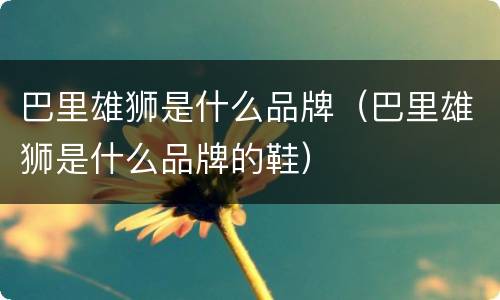 巴里雄狮是什么品牌（巴里雄狮是什么品牌的鞋）