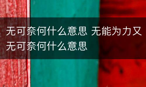 无可奈何什么意思 无能为力又无可奈何什么意思