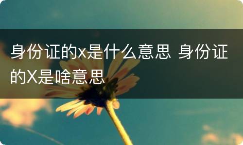 身份证的x是什么意思 身份证的X是啥意思