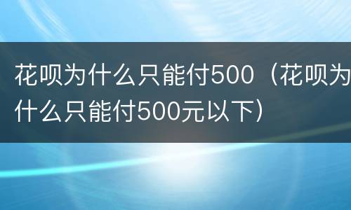 花呗为什么只能付500（花呗为什么只能付500元以下）