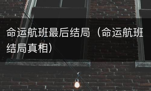 命运航班最后结局（命运航班结局真相）