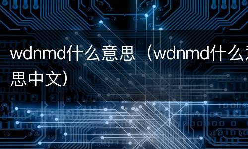 wdnmd什么意思（wdnmd什么意思中文）