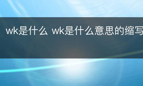 wk是什么 wk是什么意思的缩写