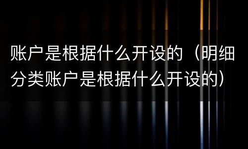 账户是根据什么开设的（明细分类账户是根据什么开设的）