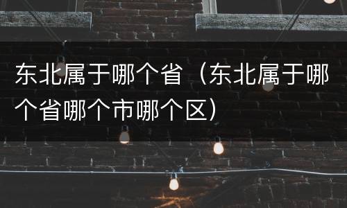 东北属于哪个省（东北属于哪个省哪个市哪个区）