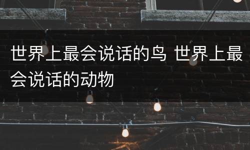 世界上最会说话的鸟 世界上最会说话的动物