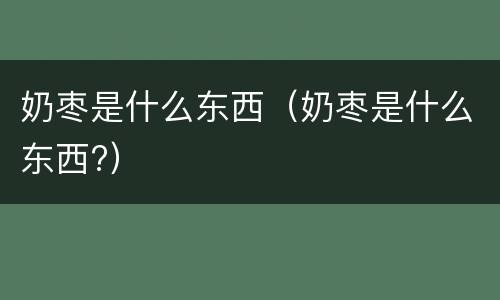 奶枣是什么东西（奶枣是什么东西?）