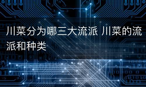 川菜分为哪三大流派 川菜的流派和种类