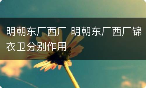 明朝东厂西厂 明朝东厂西厂锦衣卫分别作用