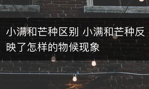 小满和芒种区别 小满和芒种反映了怎样的物候现象