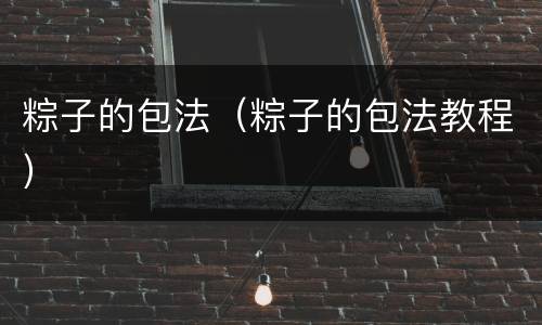 粽子的包法（粽子的包法教程）