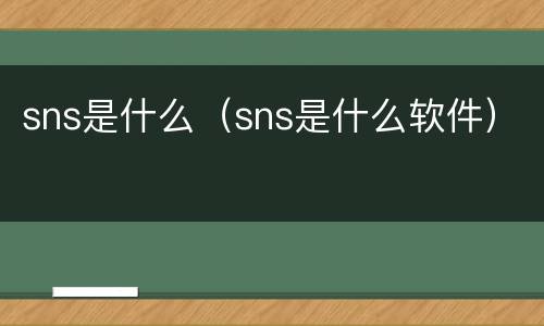 sns是什么（sns是什么软件）