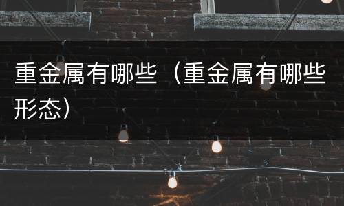 重金属有哪些（重金属有哪些形态）