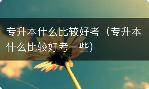 专升本什么比较好考（专升本什么比较好考一些）