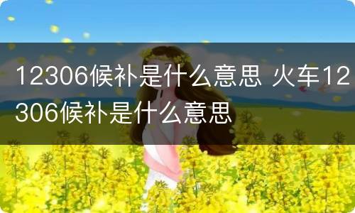12306候补是什么意思 火车12306候补是什么意思