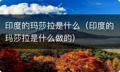 印度的玛莎拉是什么（印度的玛莎拉是什么做的）