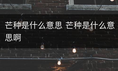 芒种是什么意思 芒种是什么意思啊