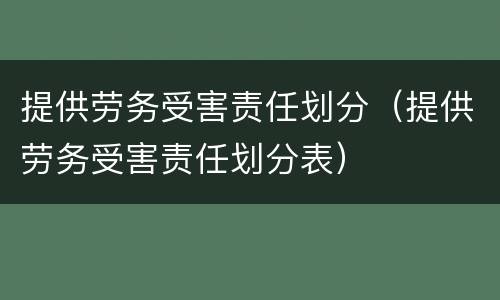 提供劳务受害责任划分（提供劳务受害责任划分表）