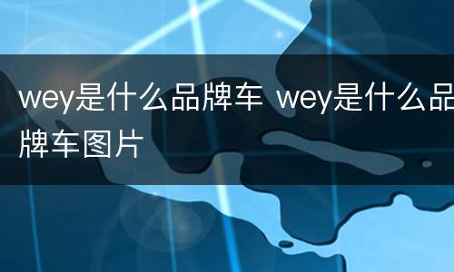 wey是什么品牌车 wey是什么品牌车图片