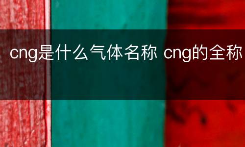 cng是什么气体名称 cng的全称