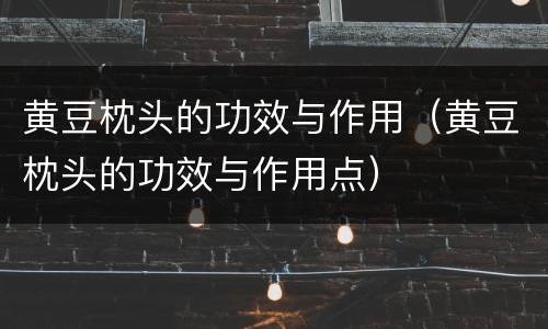 黄豆枕头的功效与作用（黄豆枕头的功效与作用点）