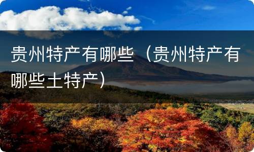 贵州特产有哪些（贵州特产有哪些土特产）