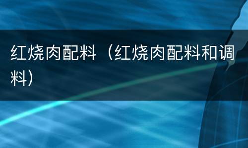红烧肉配料（红烧肉配料和调料）