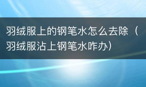 羽绒服上的钢笔水怎么去除（羽绒服沾上钢笔水咋办）
