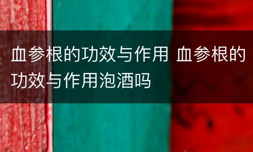 血参根的功效与作用 血参根的功效与作用泡酒吗