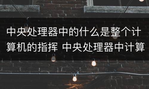 中央处理器中的什么是整个计算机的指挥 中央处理器中计算机的指挥是什么