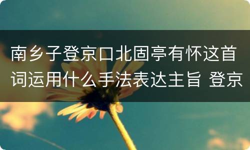南乡子登京口北固亭有怀这首词运用什么手法表达主旨 登京口北固亭有怀主旨