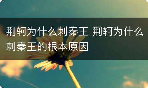 荆轲为什么刺秦王 荆轲为什么刺秦王的根本原因