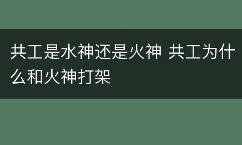 共工是水神还是火神 共工为什么和火神打架