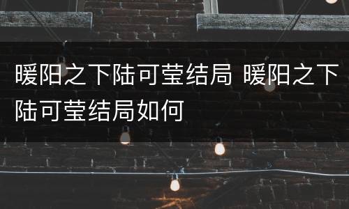 暖阳之下陆可莹结局 暖阳之下陆可莹结局如何