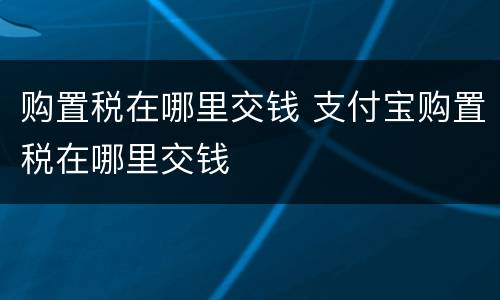 购置税在哪里交钱 支付宝购置税在哪里交钱