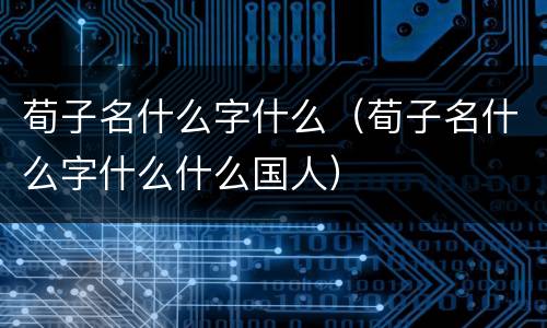 荀子名什么字什么（荀子名什么字什么什么国人）