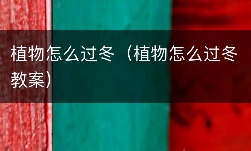 植物怎么过冬（植物怎么过冬教案）
