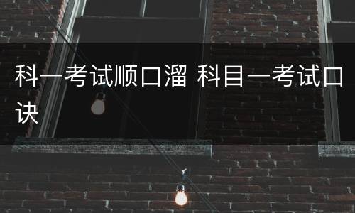 科一考试顺口溜 科目一考试口诀