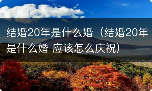 结婚20年是什么婚（结婚20年是什么婚 应该怎么庆祝）