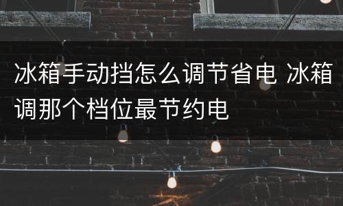 冰箱手动挡怎么调节省电 冰箱调那个档位最节约电