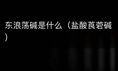 东浪荡碱是什么（盐酸莨菪碱）