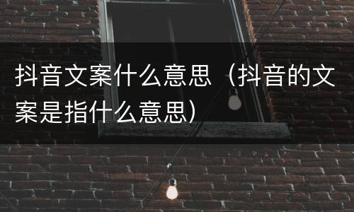 抖音文案什么意思（抖音的文案是指什么意思）