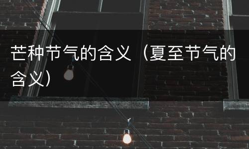 芒种节气的含义（夏至节气的含义）