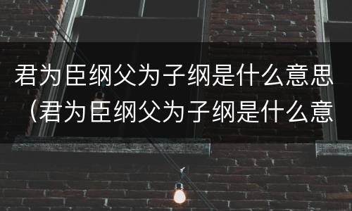 君为臣纲父为子纲是什么意思（君为臣纲父为子纲是什么意思）