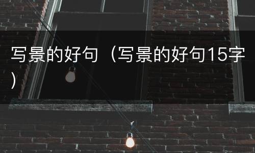 写景的好句（写景的好句15字）