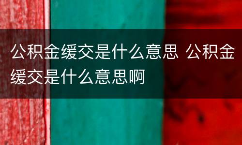 公积金缓交是什么意思 公积金缓交是什么意思啊