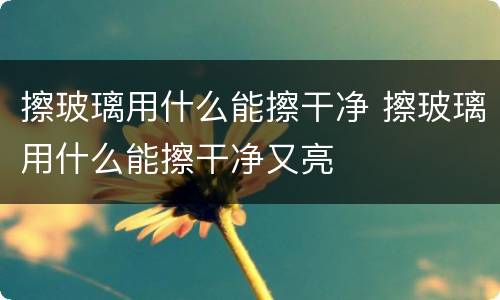 擦玻璃用什么能擦干净 擦玻璃用什么能擦干净又亮