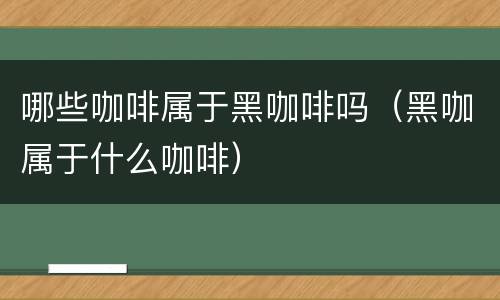 哪些咖啡属于黑咖啡吗（黑咖属于什么咖啡）