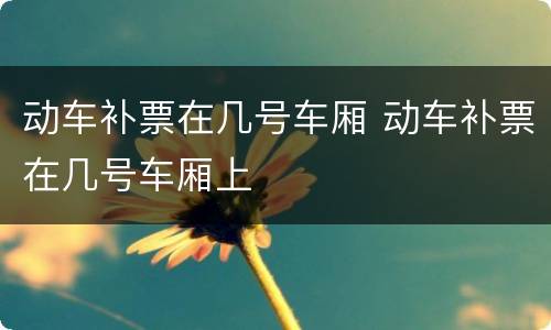 动车补票在几号车厢 动车补票在几号车厢上