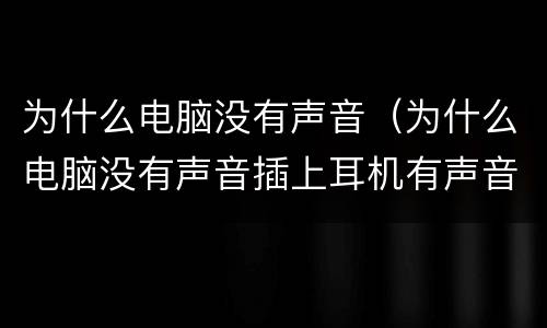 为什么电脑没有声音（为什么电脑没有声音插上耳机有声音）